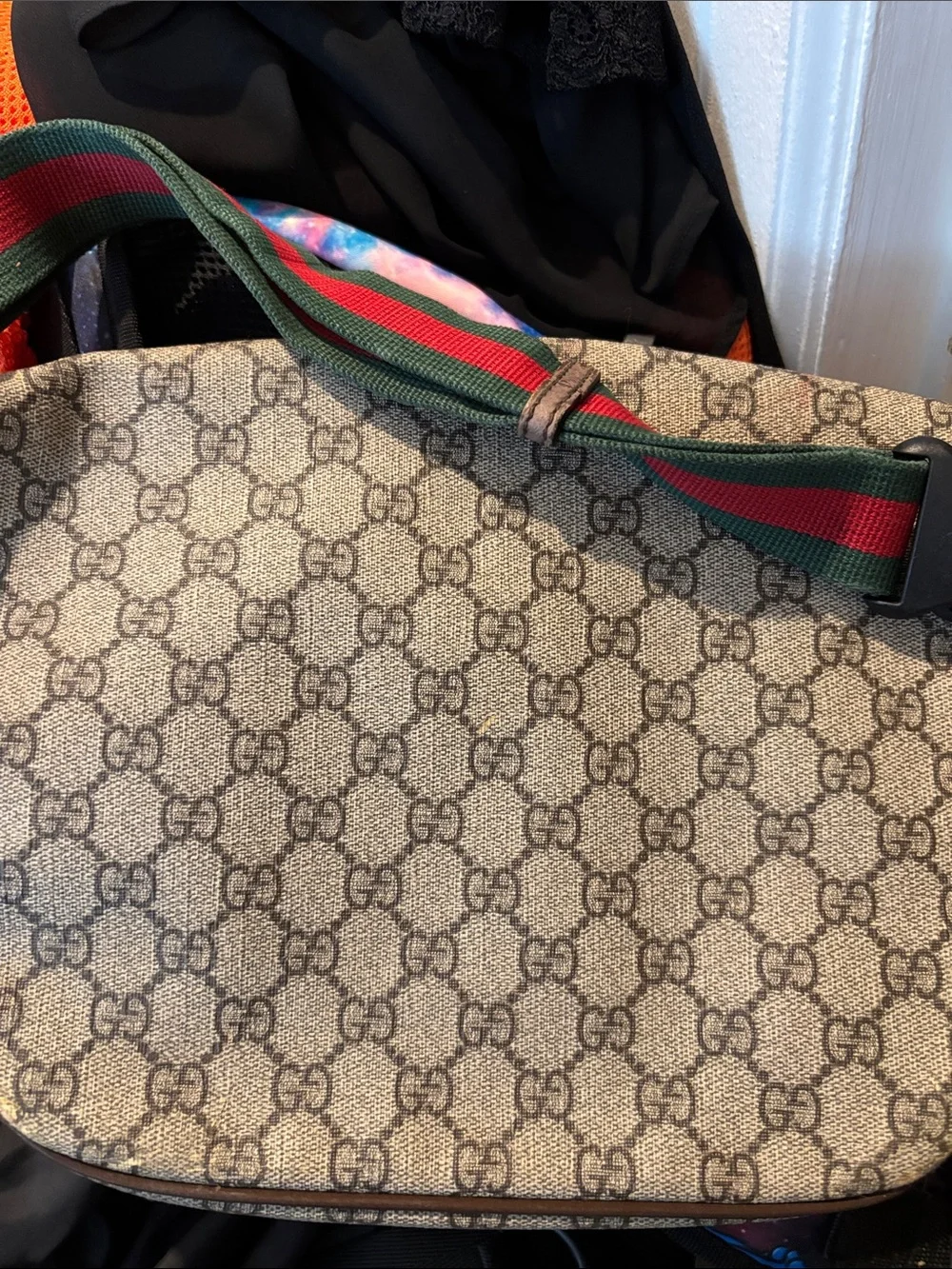 Gucci Beige Monogram Belt Bag with Colorful Patch Accents
